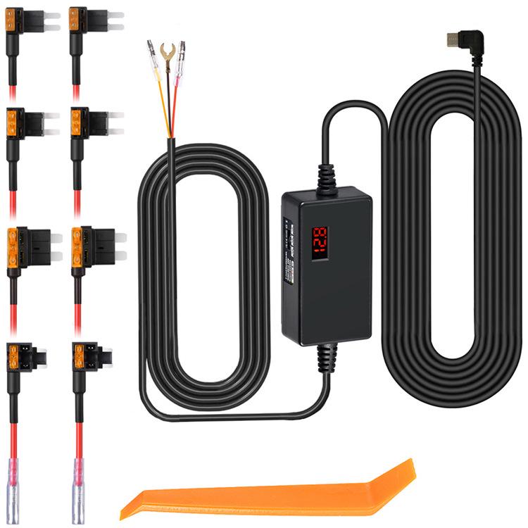 Caricabatteria per auto a tensione regolabile con dash cam time-lapse e display digitale