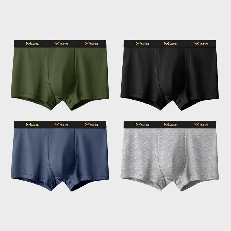 MiiOW 4 Stück Herren Unterwäsche Boxershorts Jugend Baumwolle Herren Boxershorts, Atmungsaktive Unterwäsche