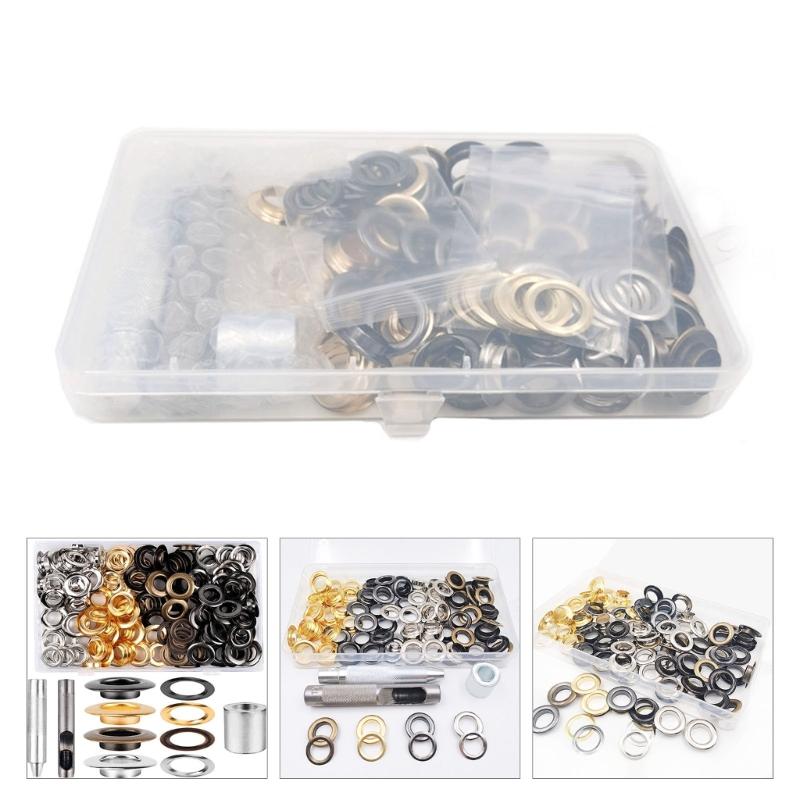 100 Set Grommets Tool Kits 12mm Grommets Eyelets with Setting Tool and Storage Box for Fabric Curtains Leather Clothes