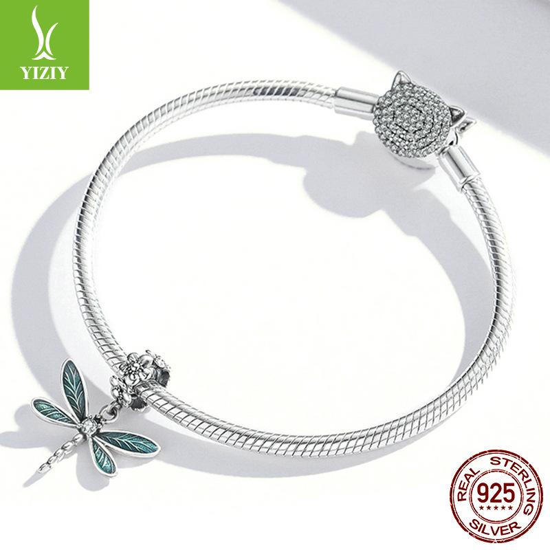 S925 Sterling Silver Gorgeous Dragonfly Pendant Accessories Small Fresh Insect Diy Bracelet Beaded