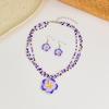 Polymer Clay Flowerwomen Jewelry Set Cute  Seaside Beach Colorful Flower Earrings Girls Sweet Beaded Chain Necklace Girl