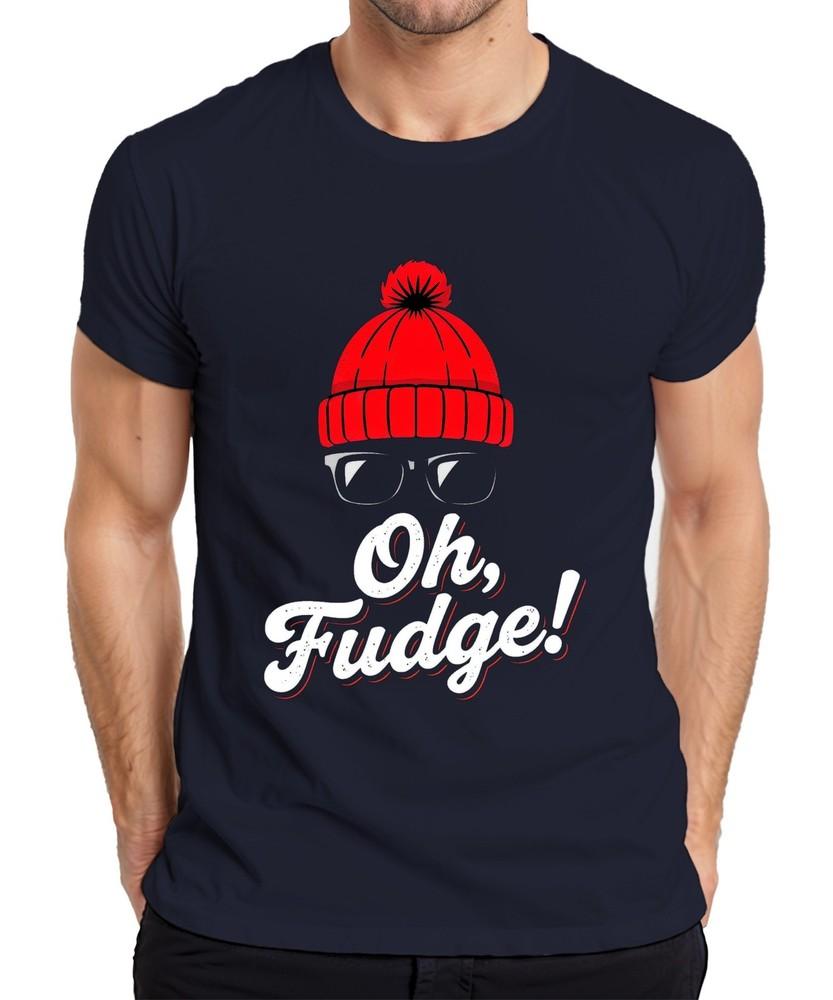 Oh Fudge Christmas Funny Saying Hat Glasses Winter Hipster Unisexs Tshirt S