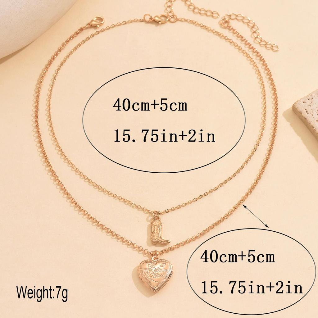 European & American Alloy Heart Pendant Photo Frame Necklace - Versatile Clavicle Chain Jewelry