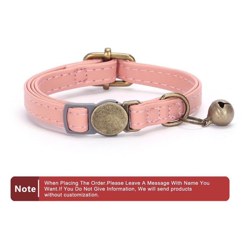 Classic Custom Personalized Leather Cat Dog Collar with Name Plate Engraved Cute Puppy Kitten Dog Cat Collars for Small Medium Cats Dogs