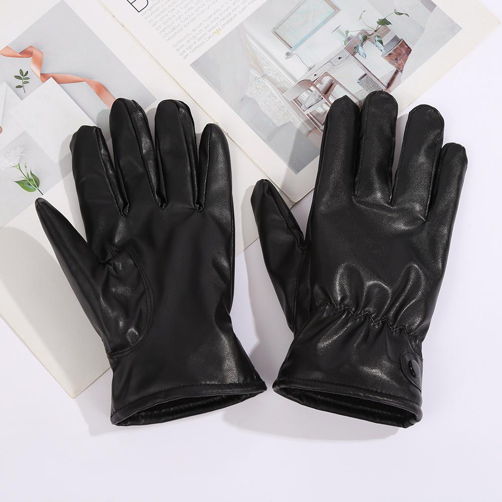 Men's and Women's Touch Screen Leather Gloves To Keep Warm from the Cold, Hairy Gloves, Men's Motorcycle Riding Gloves Thickened and Windproof