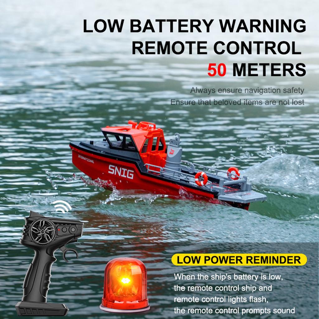 Remote Control Boat, 2.4GHz Rescue Ship with Brushless Motor Low Battery Alarm for Pools and Lakes, Mini Electric Toy