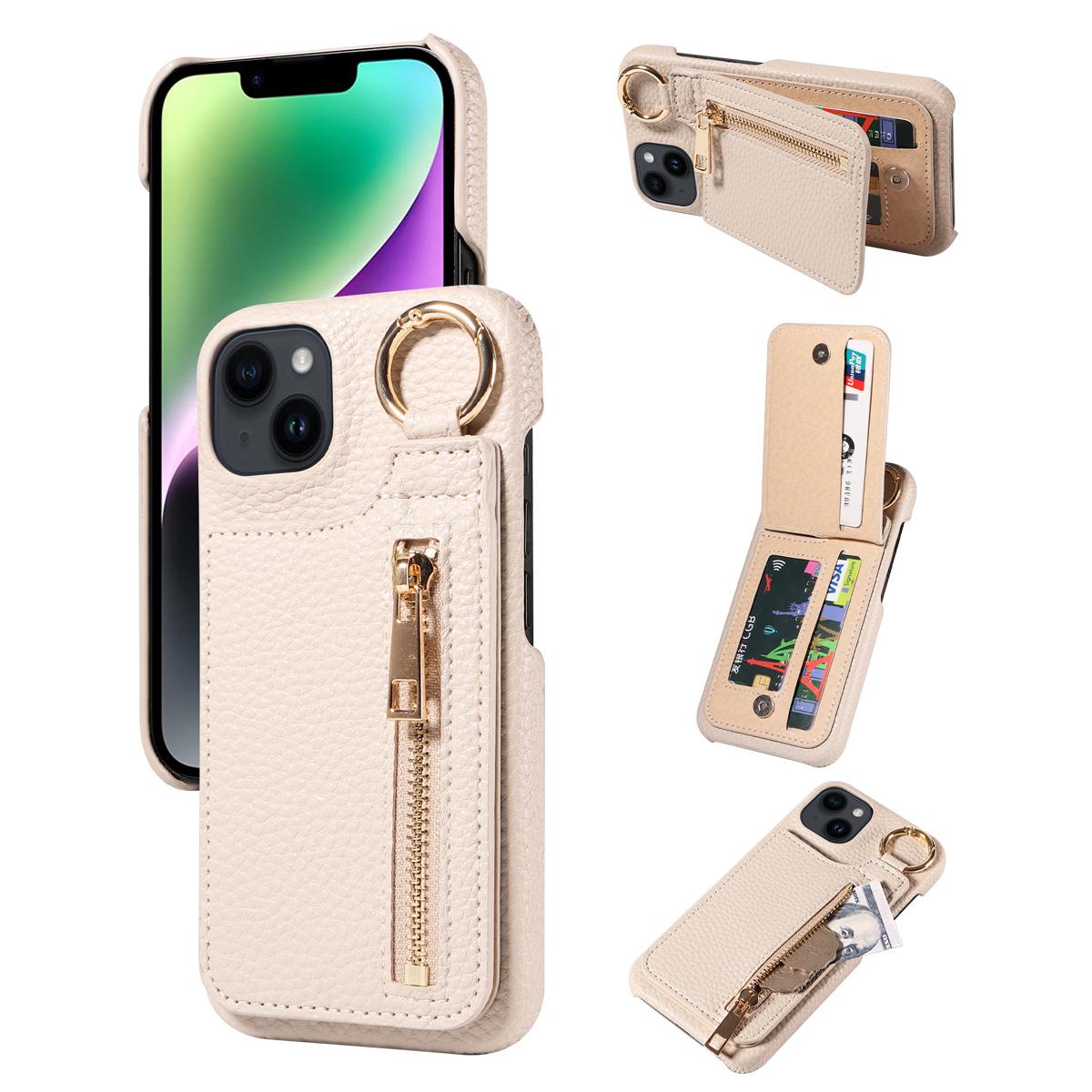 

Чехол из искусственной кожи для iPhone16e 16 15 14 13 12 11 Pro Max Plus Mini, противоударный, с отделением для карт, застежкой-молнией и функцией подставки Artificial Leather&iPhone 15 Pro Max