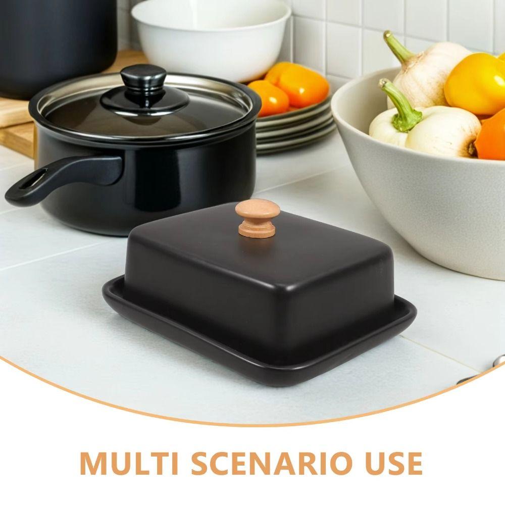 with Lid Ceramic Butter Dish Top Handle Sealed Butter Container Nordic Butter Plates  Dining Table