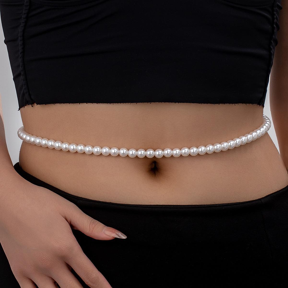 Горячая Распродажа Простая Жемчужная Цепочка для Тела с Бусинами Поясные Украшения Премиум Однослойная Жемчужная Женская Цепочка на Талию