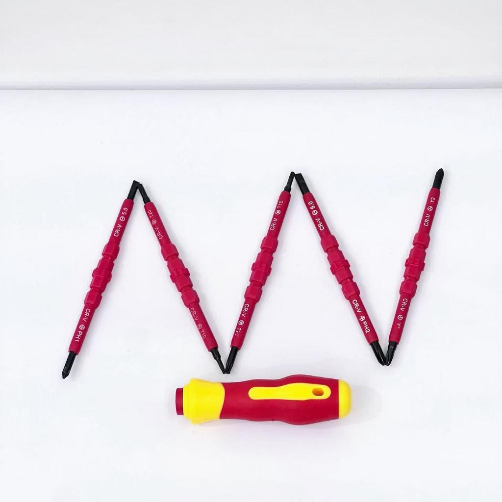 8-in-1 Magnetic Double-Headed Insulated Screwdriver Set for Electrician Safety and Household Repairs