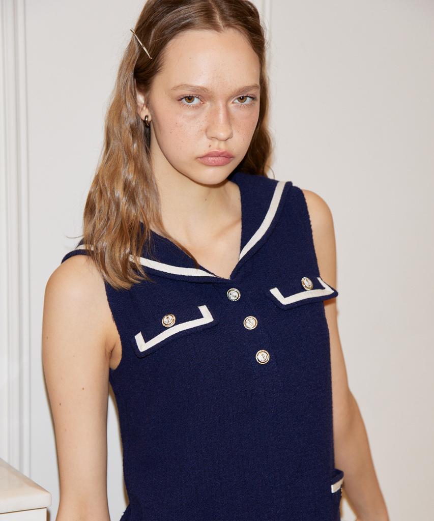 Salon De Yon Classic Sailor Dress_ Navy