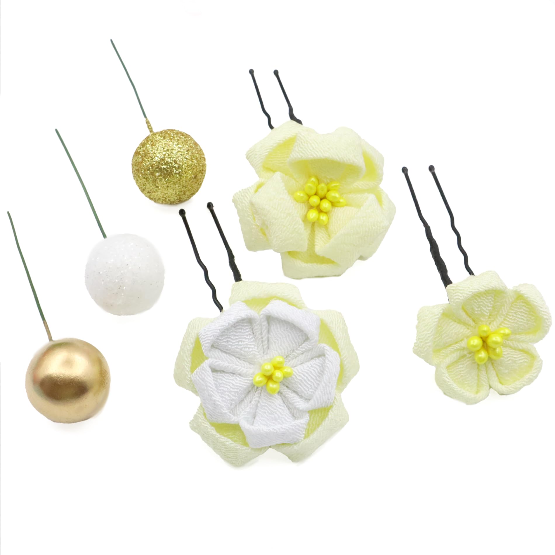 

[JZOON] Hair Ornament [6 Colors Available] Tsumami-zaiku Flower - Perfect for Coming-of-Age Ceremony, Shichi-Go-San, Yukata, Hakama, Kimono,