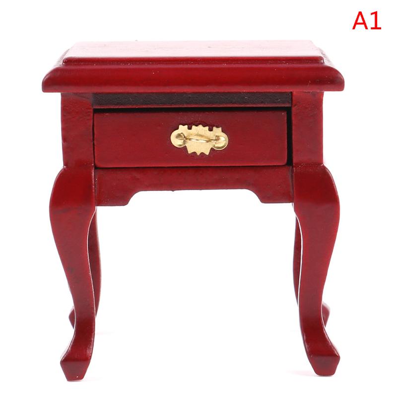 1:12 Wooden Bedroom Dollhouse Miniature Bedside Furniture Accs