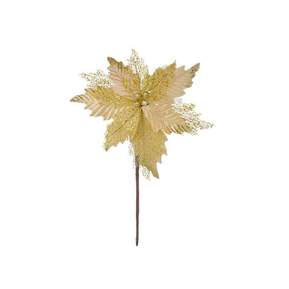 Handmade Artificial Christmas Flowers Shiny Xmas Tree Ornaments  Party Supplies