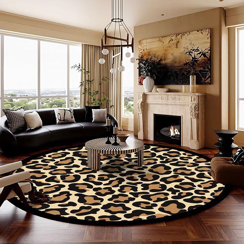 Amerikanischer Stil Leopardendruck Runder Teppich Dekoration Wohnzimmer Große Teppiche Zuhause Sofabereich Tische Stühle Rutschfeste Bodenmatten