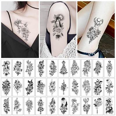 Fashion Various Easy To Use Black Rose Body Stickers Arm Decal Fake Tatoo Temporary Tattoos