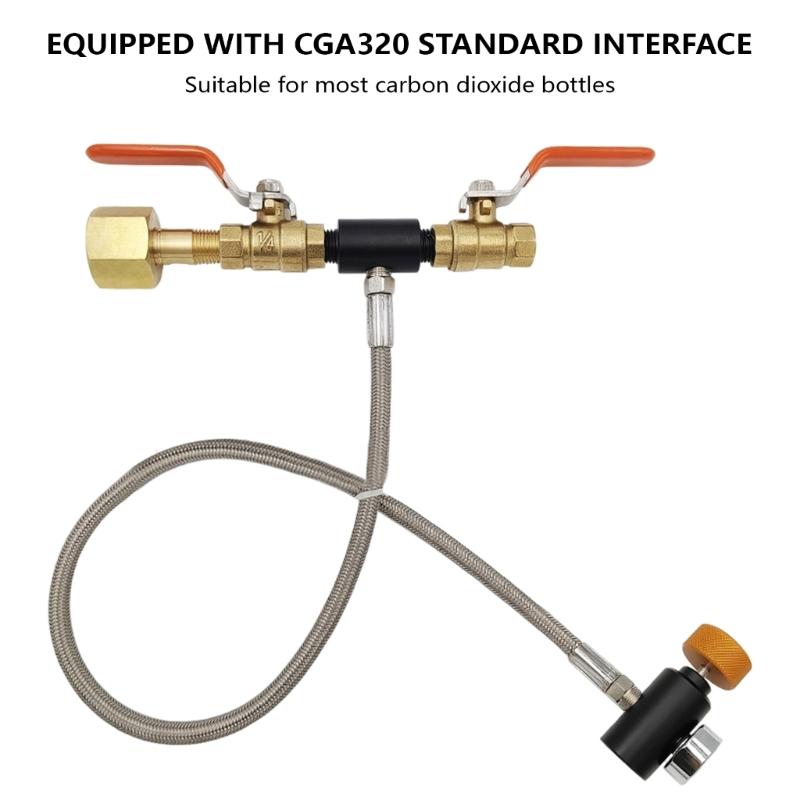Multifunction CO2 Bottle Refilling Tool with Pressure Gauges & 24inch Hose High Efficiency CO2 Tanks Filling Valves for CGA320