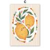 Colorful Cat Rabbit Lemon Apple Flower Leaf Wall Art Canvas Painting Abstract Cartoon Posters Prints Pictures Kids Room Decor
