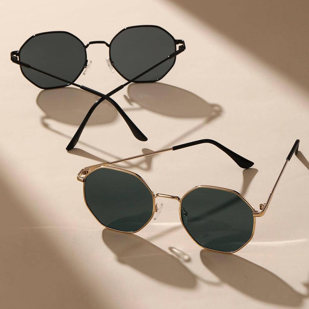 Metal Geometric Women Fashion Glasses For Tropical Beach Vacay Shopping Outdoor Casual Activities Street Snap Accessories