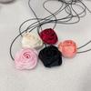 Fashion Silk Rose Flower Choker Necklace Long Lace-up Choker Temperament Neckband Jewelry Clavicle Chain Necklace