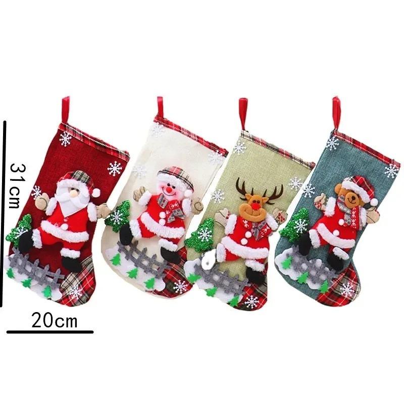 1Pcs Christmas Decoration Cartoon Socks Xmas Tree Hanging Ornaments Merry Home Room Decor Gifts New Year Happy Navidad Supplies