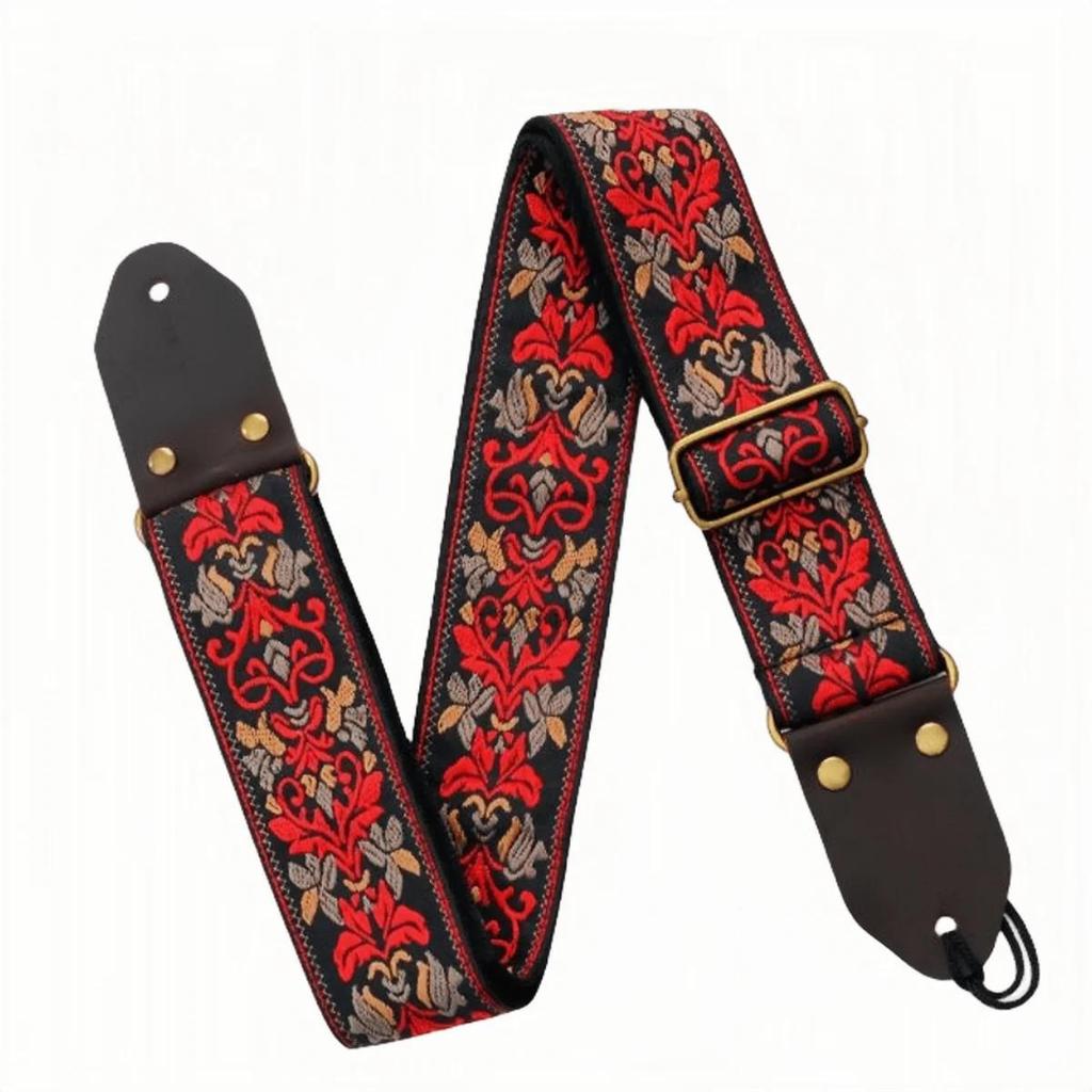 Guitar Strap Embroidery Bohemian Style Adjustable Cotton Ukulele Shoulder Belt