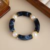 Women Elastic Resin Bead Bracelet Artistic Marbled Comfort Fit Fashion Statement Bracelet Suitable for Various Event