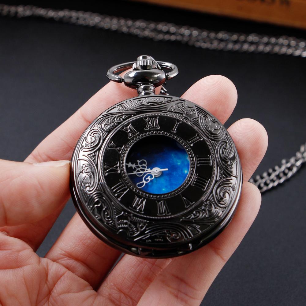 10pcs/lot Wholesale Vintage Roman Pocket Watch Romantic Star Sky Star Design Necklace Chain Quartz Pocket Fob Watches Pendant