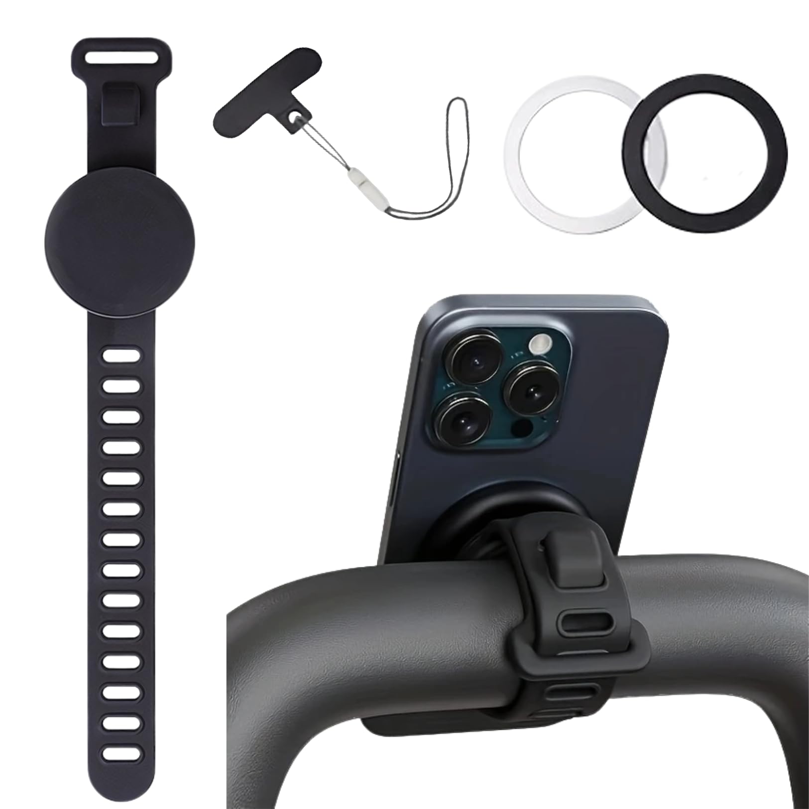 

Держатель для смартфона на коляску PLEAVIT, совместимый с MagSafe, магнитный, подставка для смартфона, держатель для мобильного телефона для инвалидных колясок и велосипедов, 26 см, черный