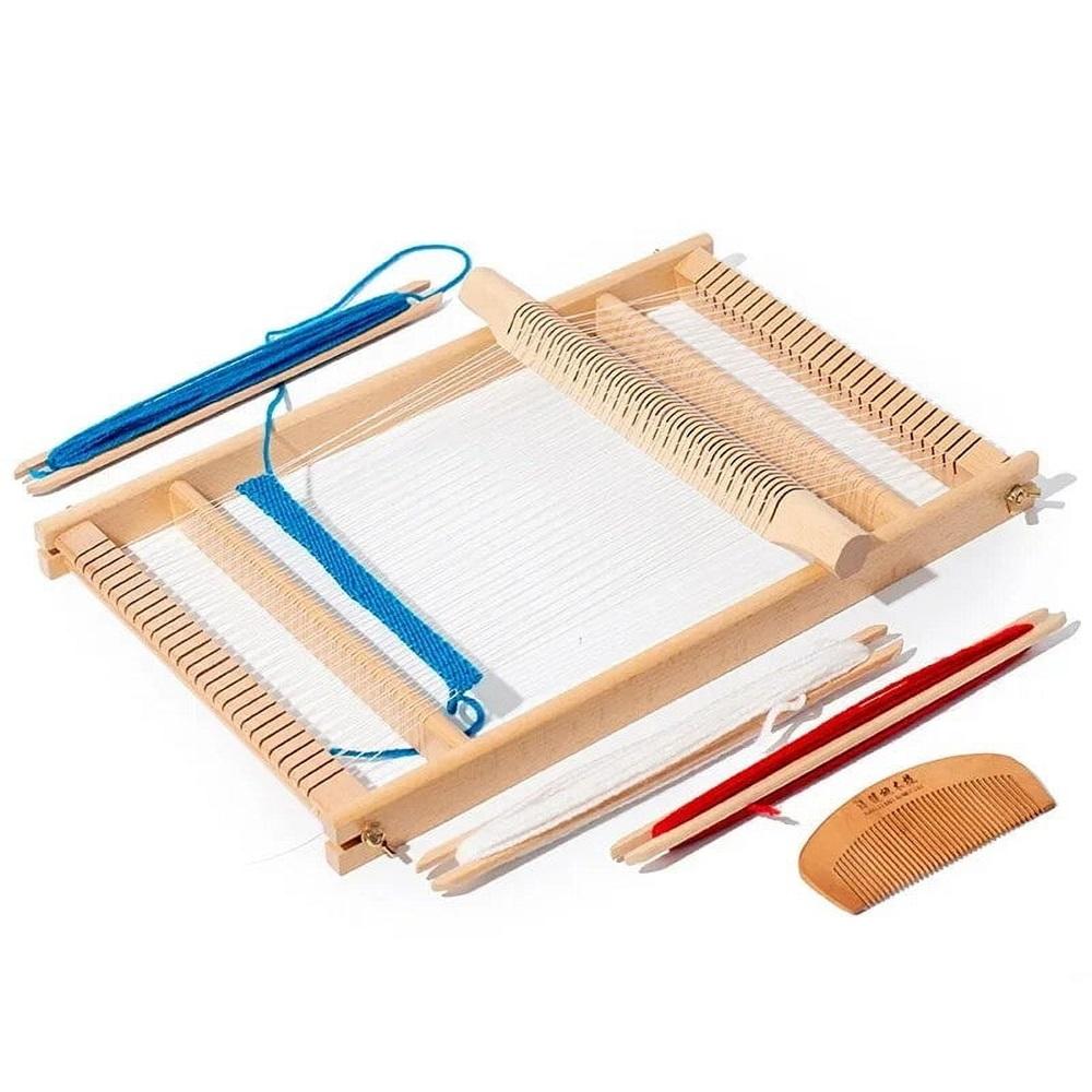 Weaving Loom Kit Wooden Warp Loom Frame 15.711.81.4 inches Hand Knitting Loom Tapestry Hand-Knitted Machine DIY Woven Set