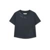 [Matinkim] Graffiti Round Hem Crop Top In Navy