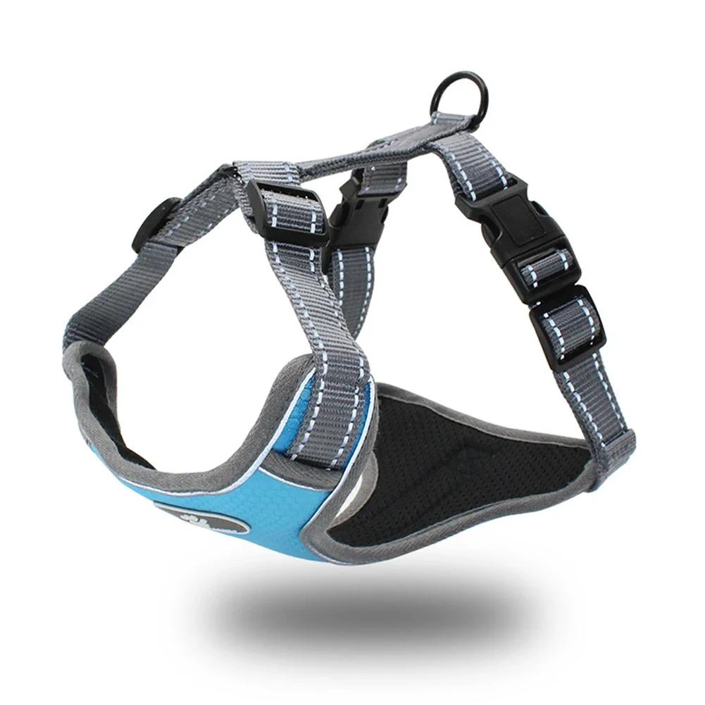 

Нова шлея для собак Жилет Світловідбиваюча дихаюча шлея для домашніх тварин Не тягне Водонепроникна нагрудна стрічка для дресирування на відкритому повітрі для середніх великих собак S синій