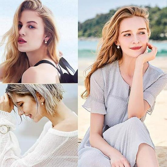 French D-Buckle Gold & Silver Color Pearl Pendant Women's Earrings