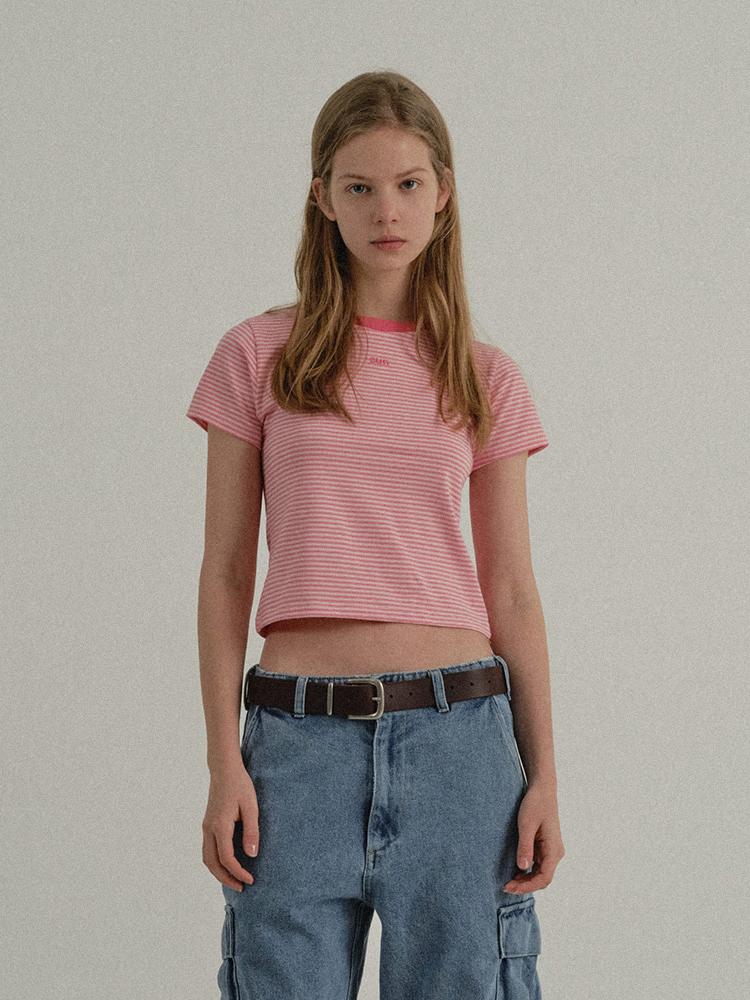 SUNDAY FRUIT MARKET W) Mini Sun Stripe Tee Pink