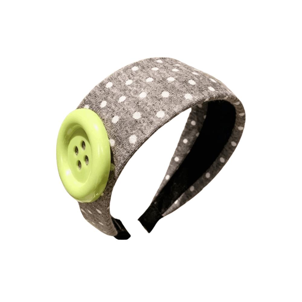 Soft Fabric Polka Dot Headband Wide Brim Oversized Button Hairband Sweet Dopamine Hair Hoop  Yoga серый