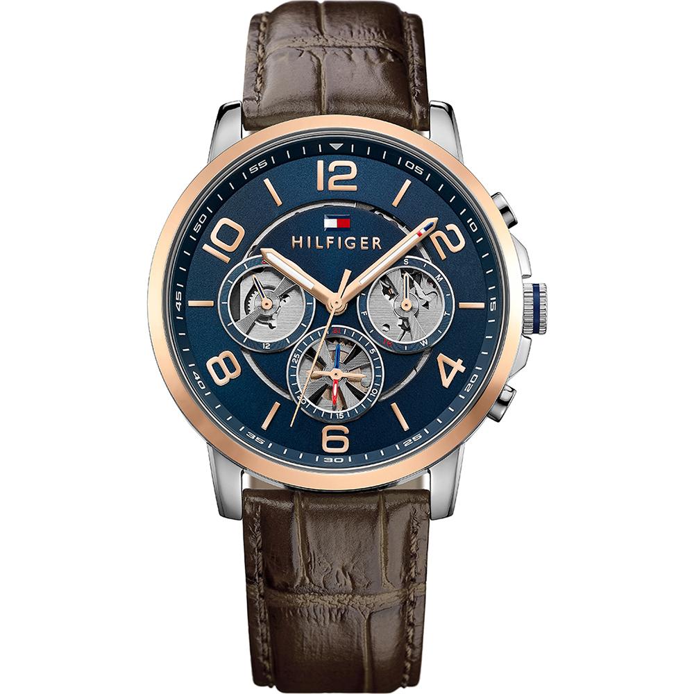 

Tommy Hilfiger Historical Collection Keagan Blue Dial Brown Leather Strap Men s Quartz Watch 1791290 синий
