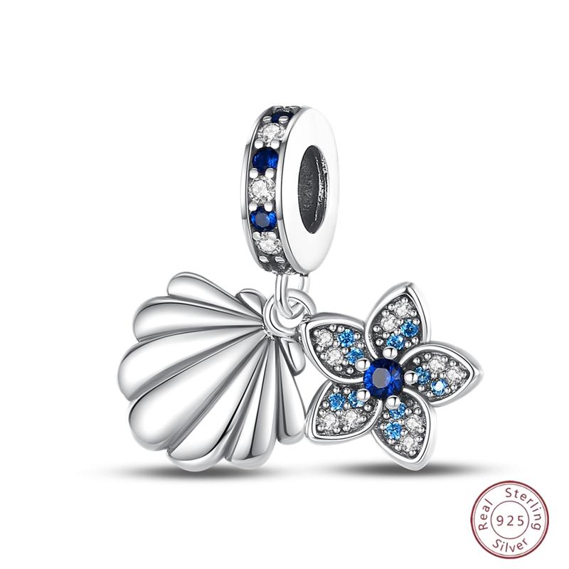 Copper Beaded Pendant Blue Zircon Ocean Penguin Crab Original 3Mm Bracelet Women Fine Jewelry