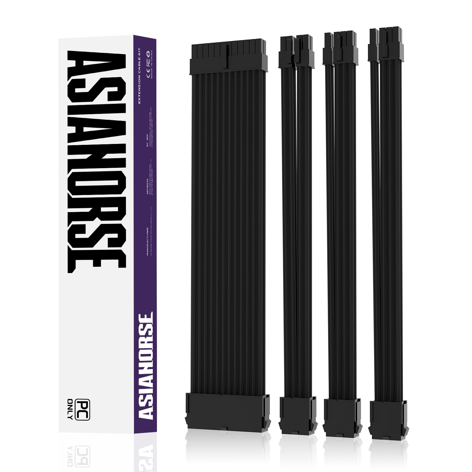

AsiaHorse 4 PC Sleeved for Power Supply Extensions Copper 30cm 2 GPU Extension 1 CPU Extension and 1 Power Supply Extension Flexible and Easy to