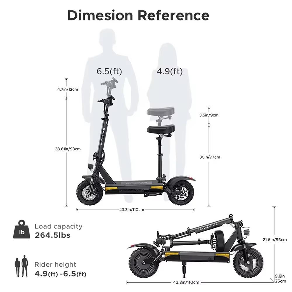 Patinete Elétrico S6 EU 2024, Potência 800W, Bateria 48V 15.6Ah, Velocidade Máxima 50km/h, Autonomia 60km, Freio a Disco Hidráulico, E-Scooter Dobrável para Adultos