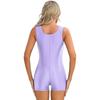 Womens Glossy Sleeveless Short Jumpsuit Solid Color U Neck Bodysuit