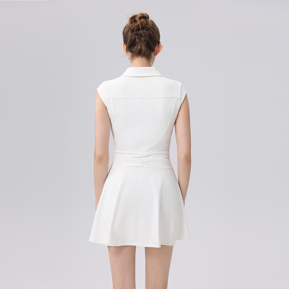 Sleeveless Polo Collar Tennis Jumpsuit: Slim-Fit Sport Skirt for Autumn/Winter