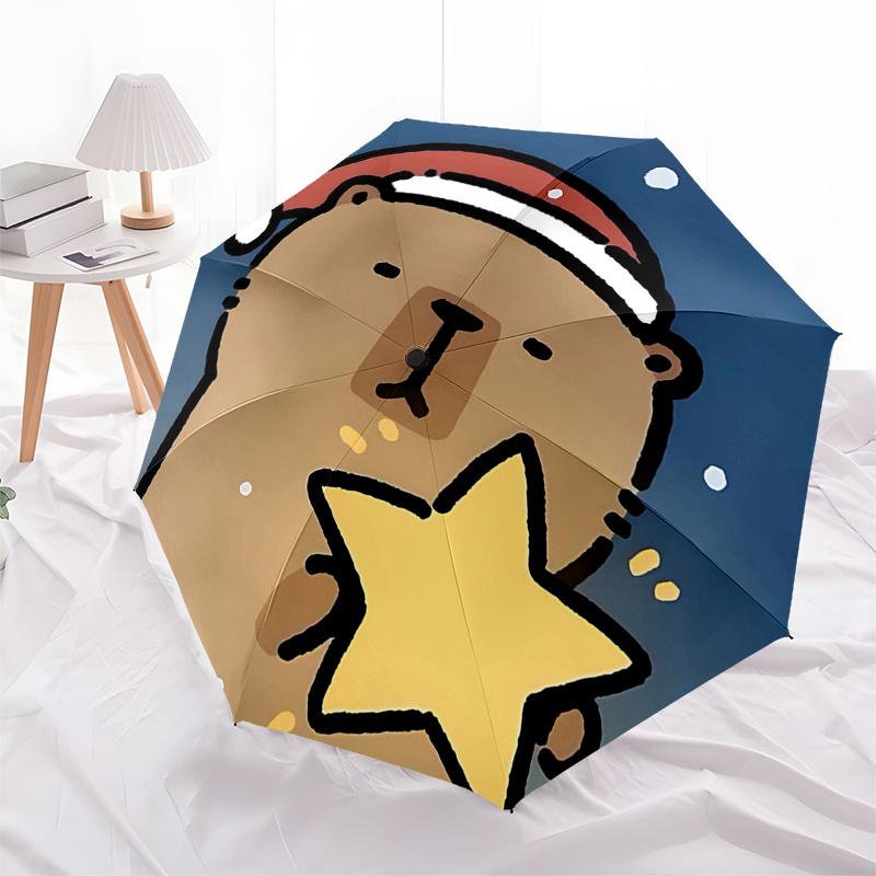 Capybara Themed Travel Umbrella-8 Ribs Automatic Opening and Closing, Portable Folding Design, Compact and Stylish Umbrella Suitable for Out