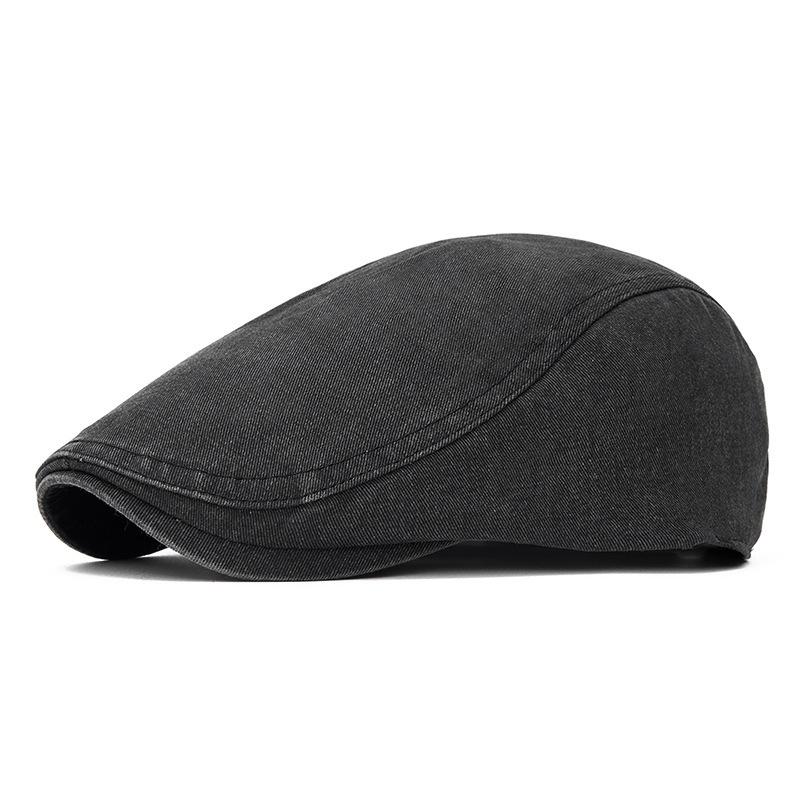 Washed Forward Hat Men's Spring and Autumn Solid Color Light Board Beret British Retro Cap Newsboy Hat