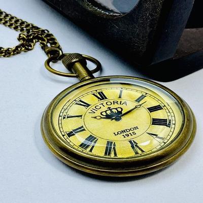 Antike Vintage Maritime Victoria London 1875 Messing Taschenuhr handgefertigt 5,08 cm