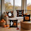4pcs 2D Flat Double-Sided Printed Halloween Throw Pillow Covers, Multi-Sizes Cushion Cases with Pumpkin Ghost Pattern, Spooky Autumn Decor for Living