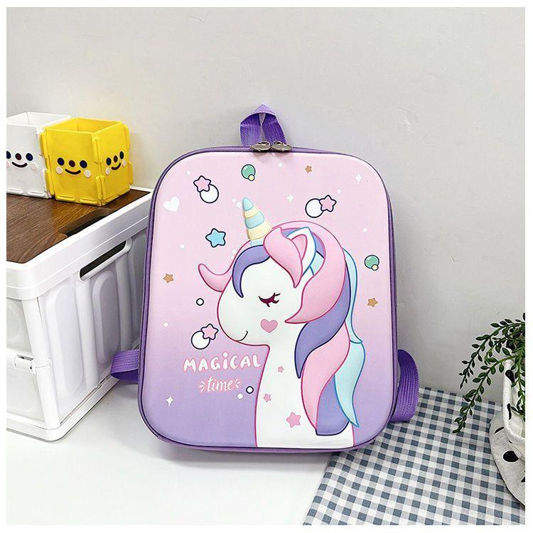 Elsa 3d Cartoon Hard Shell Double Shoulder Backpack Unicorn Schoolbag Waterproof