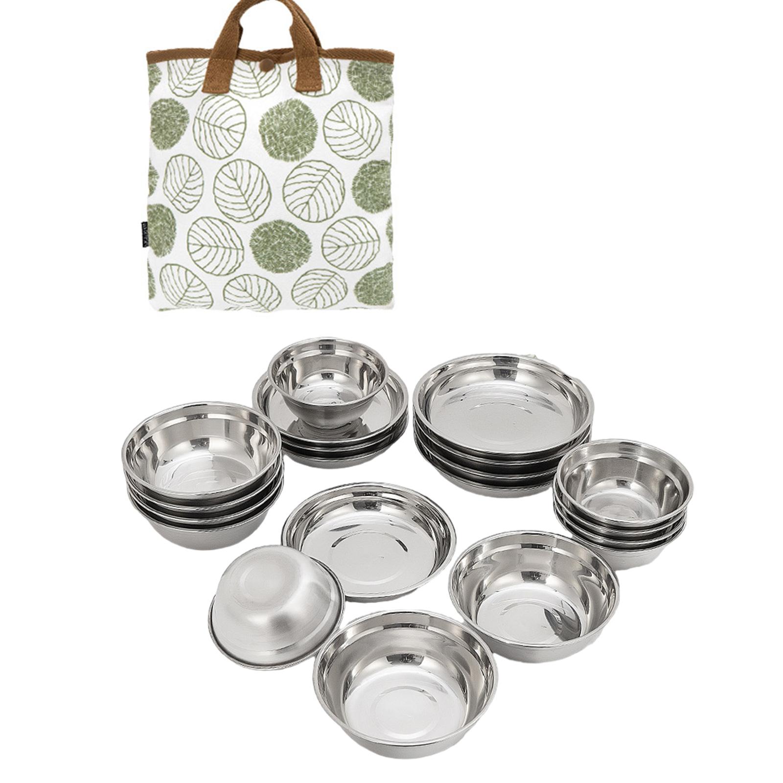 

Набор из 16 предметов походной посуды из нержавеющей стали, портативная посуда для ужинов на открытом воздухе, для барбекю и пикников, бытовой суповой таз