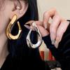Exaggerated Metal Glossy Irregular Distorted Geometric Large Earrings for Women  Fashion Personality Party Vintage Zircon Gifts
