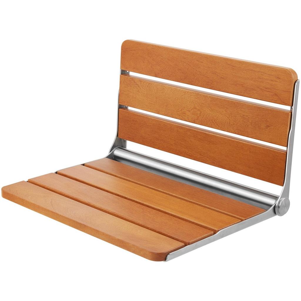 Folding Teak Shower Seat 20.9'' X 16'' Wall Mounted Shower Bench 500 Lbs