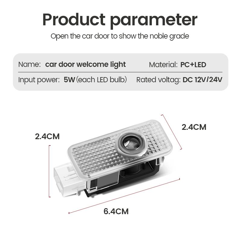 2Pcs Car Door Projector Logo Lamp Welcome Lights For a2 S Line RS quattro S4 S3 S5 S8 S7 S6 RS A6L A4L Q3 A3 Q7 A5 A8L A4 Q2